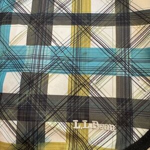 L.L. Bean Checkered Messenger Bag and Toiletry Case in Blue and Green